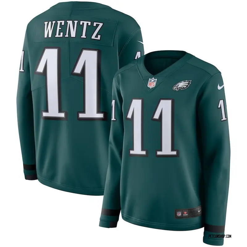 Women's Carson Wentz Philadelphia Eagles Therma Long Sleeve Jersey - Green